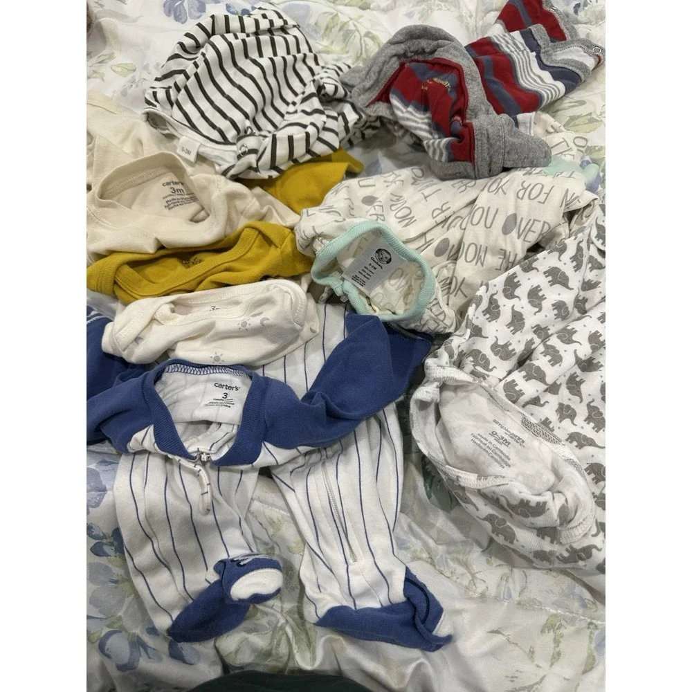 Lot Of 70 Baby Boy Clothes Sizes 0-3 Months